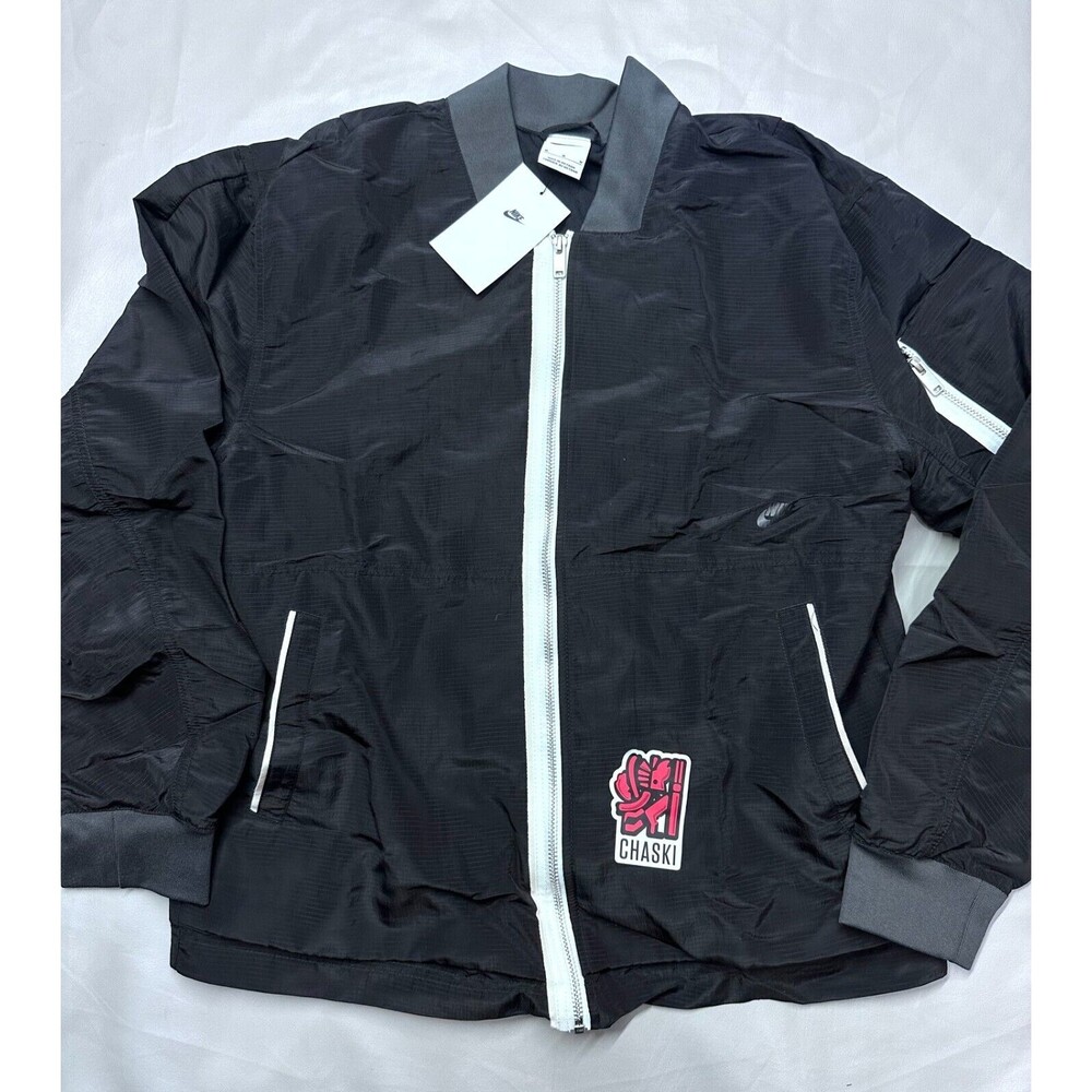 Nike Sportswear Essentials Black White Lined Jacket DM6698-010 Men's Medium